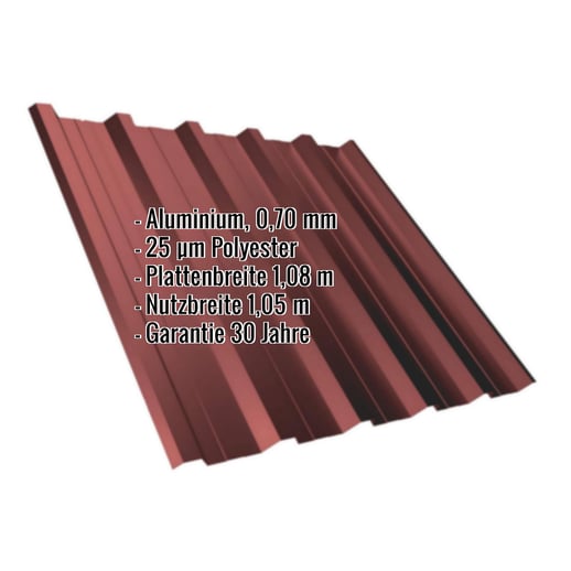 Trapezblech T35DR | Dach | Aluminium 0,70 mm | 25 µm Polyester | 8012 - Rotbraun #2