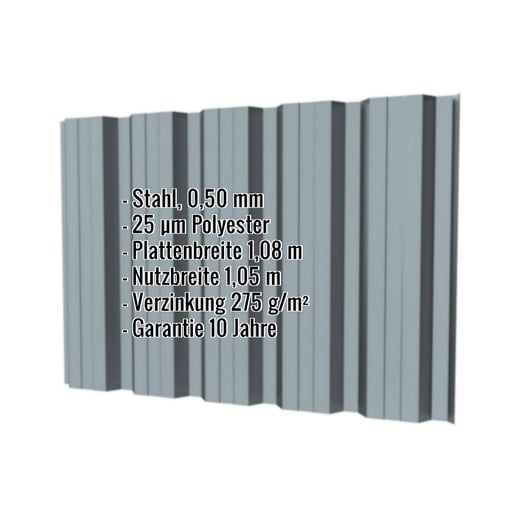 Trapezblech T35DR | Wand | Stahl 0,50 mm | 25 µm Polyester | 7000 - Fehgrau #2
