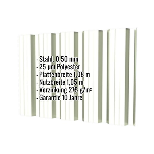Trapezblech T35DR | Wand | Stahl 0,50 mm | 25 µm Polyester | 9002 - Grauweiß #2