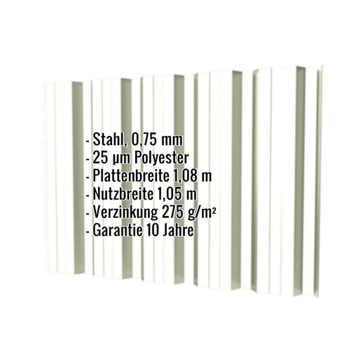 Trapezblech T35DR | Wand | Stahl 0,75 mm | 25 µm Polyester | 9002 - Grauweiß #2