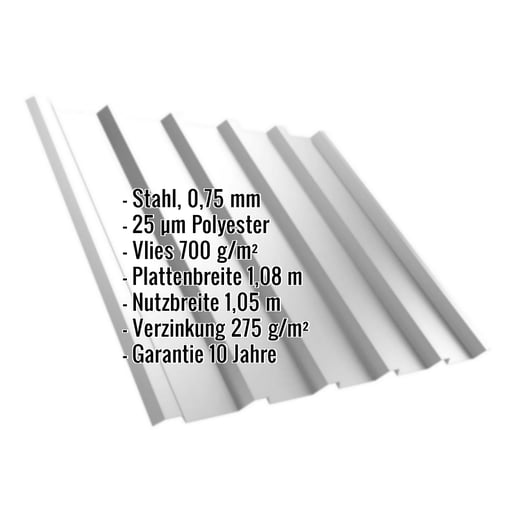 Trapezblech T35M | Dach | Anti-Tropf 700 g/m² | Stahl 0,75 mm | 25 µm Polyester | 7035 - Lichtgrau #2