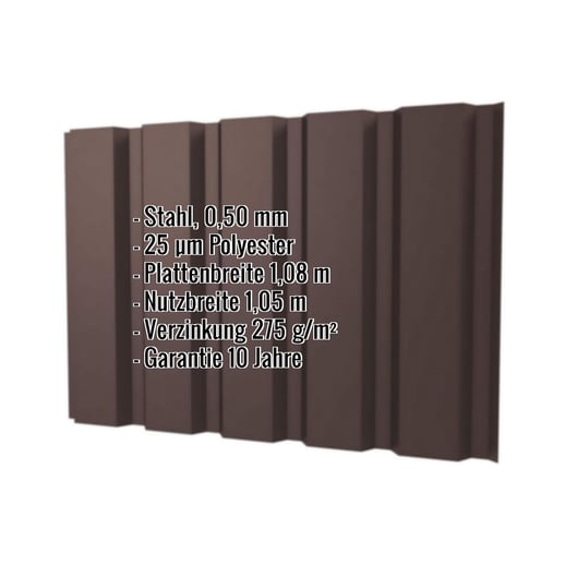 Trapezblech T35M | Wand | Stahl 0,50 mm | 25 µm Polyester | 8017 - Schokoladenbraun #2