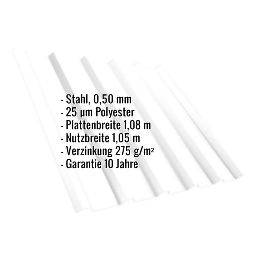 Trapezblech T35MD | Dach | Stahl 0,50 mm | 25 µm Polyester | 9010 - Reinweiß #2