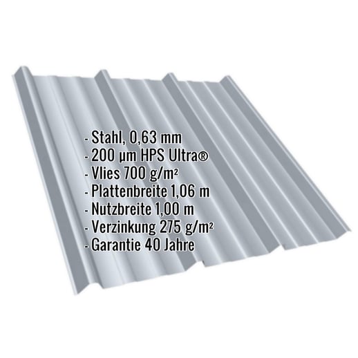 Trapezblech T45/333M | Dach | Anti-Tropf 700 g/m² | Stahl 0,63 mm | 200 µm HPS Ultra® | 7040 - Fenstergrau #2
