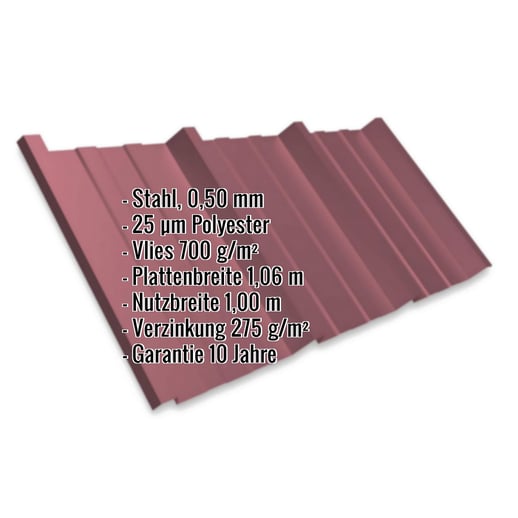 Trapezblech T45/333M | Dach | Anti-Tropf 700 g/m² | Stahl 0,50 mm | 25 µm Polyester | 3005 - Weinrot #2