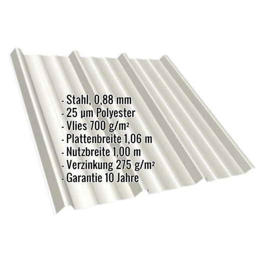Trapezblech T45/333M | Dach | Anti-Tropf 700 g/m² | Stahl 0,88 mm | 25 µm Polyester | 9002 - Grauweiß #2