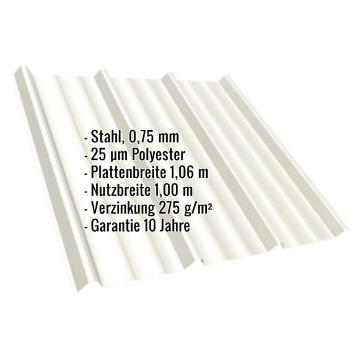 Trapezblech T45/333MD | Dach | Stahl 0,75 mm | 25 µm Polyester | 9010 - Reinweiß #2