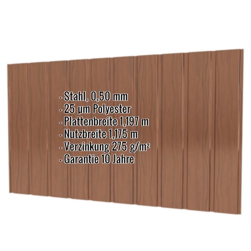 Trapezblech T7M | Wand | Stahl 0,50 mm | 25 µm Polyester | Holzoptik - Eiche #2