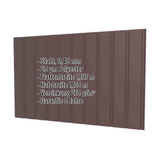 Trapezblech T7M | Wand | Stahl 0,40 mm | 25 µm Polyester | 8017 - Schokoladenbraun #2