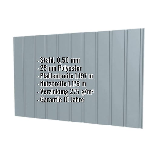 Trapezblech T7M | Wand | Stahl 0,50 mm | 25 µm Polyester | 7000 - Fehgrau #2