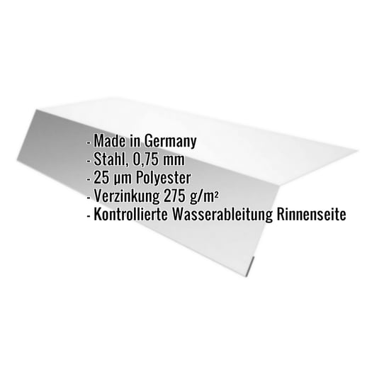 Traufenblech | 12,5 cm x 7 cm x 2,00 m | Stahl 0,75 mm | 25 µm Polyester | 7035 - Lichtgrau #2