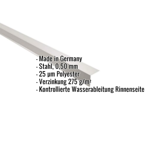 Traufenblech | 5 x 5 cm | 100° | Stahl 0,50 mm | 25 µm Polyester | 7035 - Lichtgrau #2