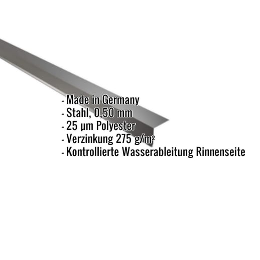 Traufenblech | 5 x 5 cm | 100° | Stahl 0,50 mm | 25 µm Polyester | 9005 - Tiefschwarz #2