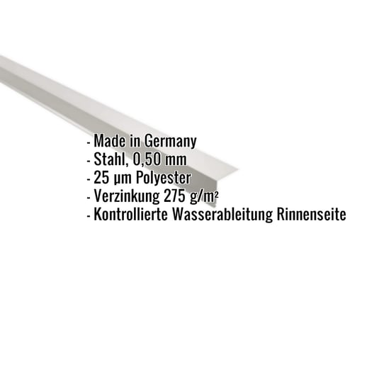 Traufenblech | 5 x 5 cm | 100° | Stahl 0,50 mm | 25 µm Polyester | 9006 - Weißaluminium #2