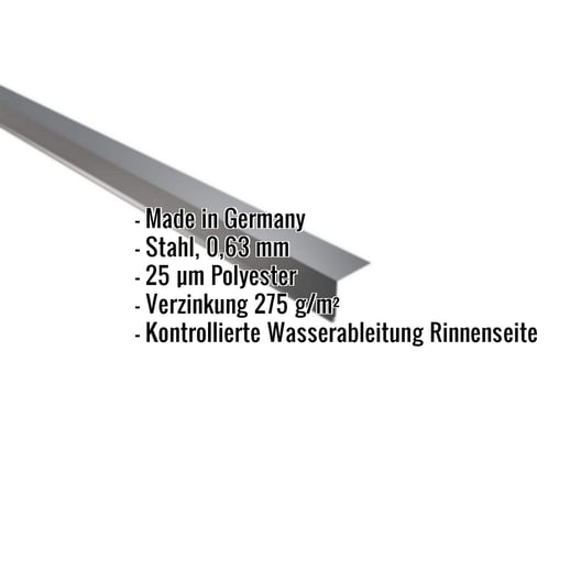 Traufenblech | 5 x 5 cm | 100° | Stahl 0,63 mm | 25 µm Polyester | 7016 - Anthrazitgrau #2