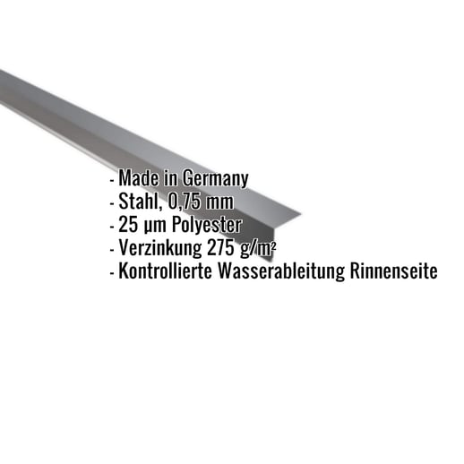 Traufenblech | 5 x 5 cm | 100° | Stahl 0,75 mm | 25 µm Polyester | 7016 - Anthrazitgrau #2