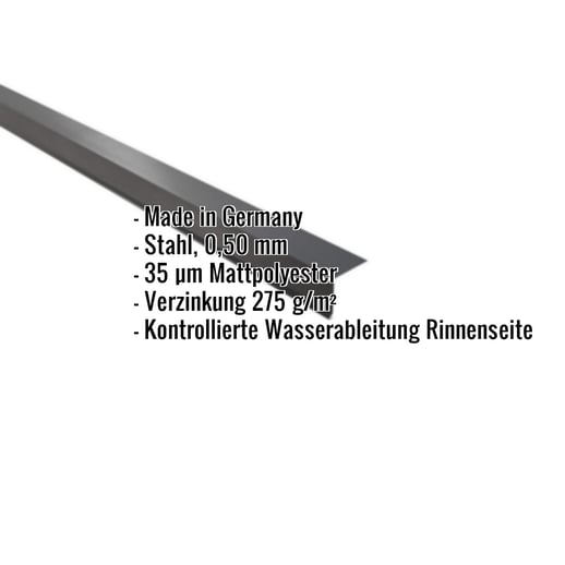 Traufenblech | 5 x 5 cm | 100° | Stahl 0,50 mm | 35 µm Mattpolyester | 23 - Dunkelgrau #2
