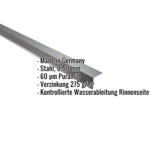 Traufenblech | 5 x 5 cm | 100° | Stahl 0,50 mm | 60 µm Puramid | 7016 - Anthrazitgrau #2