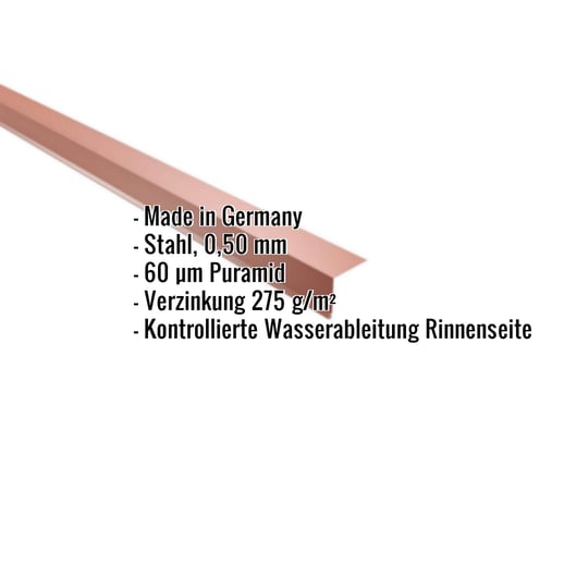Traufenblech | 5 x 5 cm | 100° | Stahl 0,50 mm | 60 µm Puramid | 8004 - Kupferbraun #2