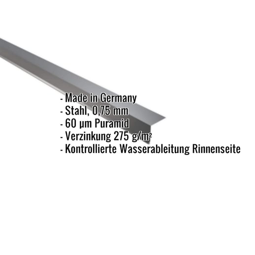 Traufenblech | 5 x 5 cm | 100° | Stahl 0,75 mm | 60 µm Puramid | 7016 - Anthrazitgrau #2