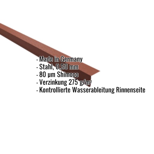 Traufenblech | 5 x 5 cm | 100° | Stahl 0,50 mm | 80 µm Shimoco | 8004 - Kupferbraun #2