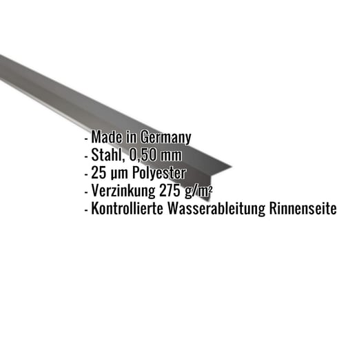 Traufenblech | 5 x 5 cm | 95° | Stahl 0,50 mm | 25 µm Polyester | 9005 - Tiefschwarz #2