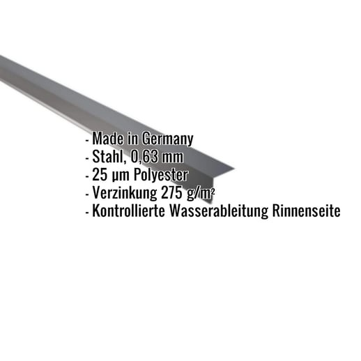 Traufenblech | 5 x 5 cm | 95° | Stahl 0,63 mm | 25 µm Polyester | 7016 - Anthrazitgrau #2