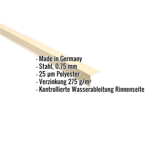 Traufenblech | 5 x 5 cm | 95° | Stahl 0,75 mm | 25 µm Polyester | 1015 - Hellelfenbein #2