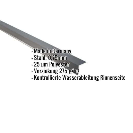 Traufenblech | 5 x 5 cm | 95° | Stahl 0,75 mm | 25 µm Polyester | 7016 - Anthrazitgrau #2