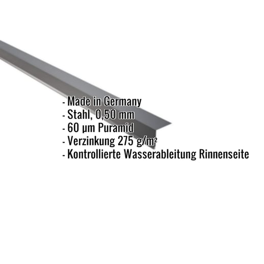 Traufenblech | 5 x 5 cm | 95° | Stahl 0,50 mm | 60 µm Puramid | 7016 - Anthrazitgrau #2