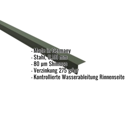 Traufenblech | 5 x 5 cm | 95° | Stahl 0,50 mm | 80 µm Shimoco | 6020 - Chromoxidgrün #2