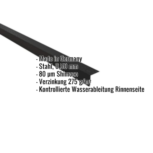 Traufenblech | 5 x 5 cm | 95° | Stahl 0,50 mm | 80 µm Shimoco | 9005 - Tiefschwarz #2