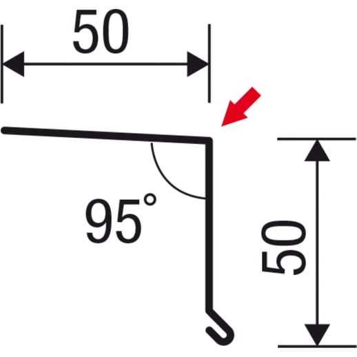 Traufenblech | 5 x 5 cm | 95° | Aluminium 0,70 mm | 25 µm Polyester | 6005 - Moosgrün #6