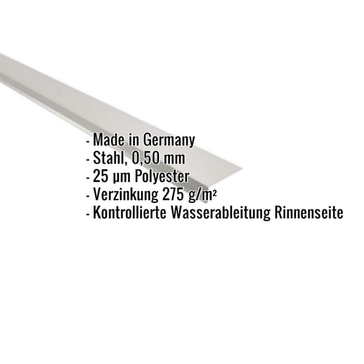 Traufenblech | 8 x 3 cm | 100° | Stahl 0,50 mm | 25 µm Polyester | 9006 - Weißaluminium #2
