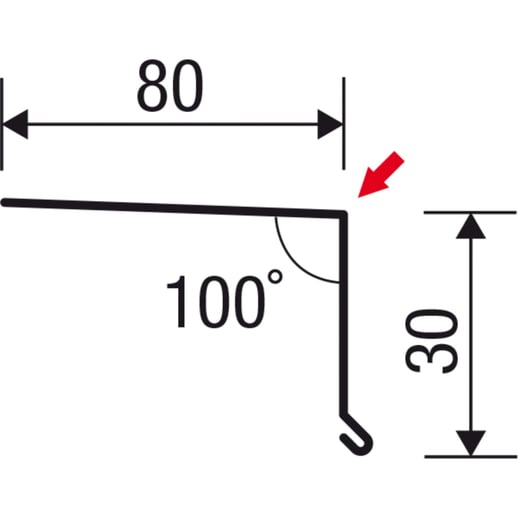 Traufenblech | 8 x 3 cm | 100° | Stahl 0,75 mm | 25 µm Polyester | 1015 - Hellelfenbein #6
