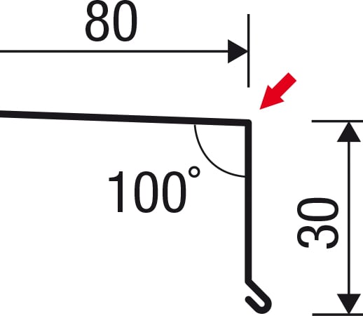 Traufenblech | 8 x 3 cm | 100° | Stahl 0,75 mm | 25 µm Polyester | 8012 - Rotbraun #6