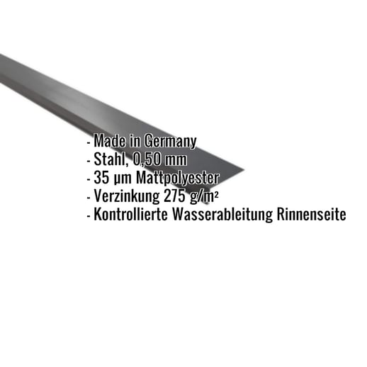 Traufenblech | 8 x 3 cm | 100° | Stahl 0,50 mm | 35 µm Mattpolyester | 23 - Dunkelgrau #2