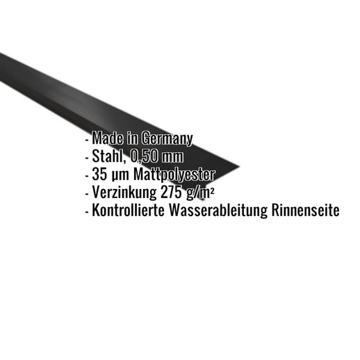 Traufenblech | 8 x 3 cm | 100° | Stahl 0,50 mm | 35 µm Mattpolyester | 33 - Schwarz #2