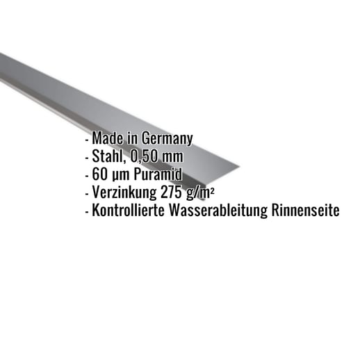 Traufenblech | 8 x 3 cm | 100° | Stahl 0,50 mm | 60 µm Puramid | 7016 - Anthrazitgrau #2