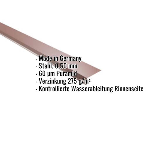 Traufenblech | 8 x 3 cm | 100° | Stahl 0,50 mm | 60 µm Puramid | 8012 - Rotbraun #2
