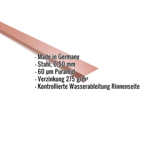Traufenblech | 8 x 3 cm | 100° | Stahl 0,50 mm | 60 µm Puramid | 8004 - Kupferbraun #2