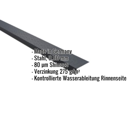 Traufenblech | 8 x 3 cm | 100° | Stahl 0,50 mm | 80 µm Shimoco | 7016 - Anthrazitgrau #2