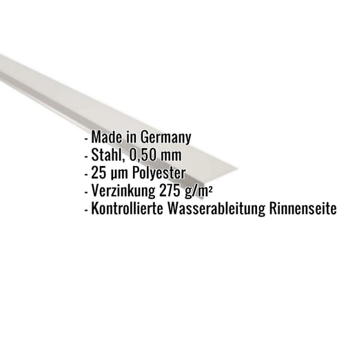 Traufenblech | 8 x 3 cm | 95° | Stahl 0,50 mm | 25 µm Polyester | 9002 - Grauweiß #2