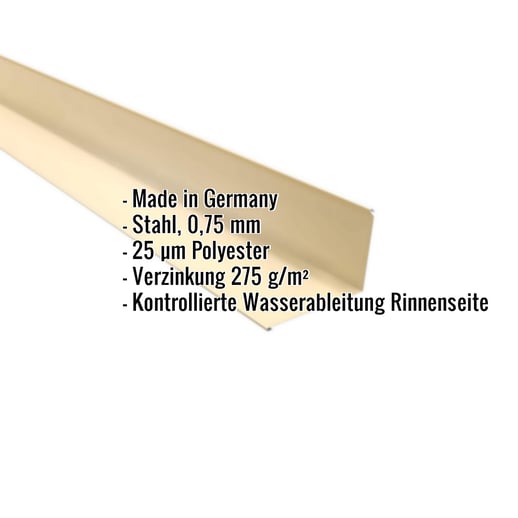 Traufenblech | 8 x 3 cm | 95° | Stahl 0,75 mm | 25 µm Polyester | 1015 - Hellelfenbein #2