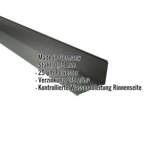 Traufenblech | 8 x 3 cm | 95° | Stahl 0,75 mm | 25 µm Polyester | 6020 - Chromoxidgrün #2