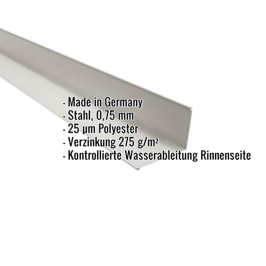 Traufenblech | 8 x 3 cm | 95° | Stahl 0,75 mm | 25 µm Polyester | 9002 - Grauweiß #2