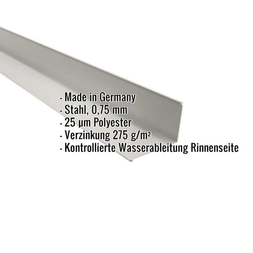 Traufenblech | 8 x 3 cm | 95° | Stahl 0,75 mm | 25 µm Polyester | 9006 - Weißaluminium #2
