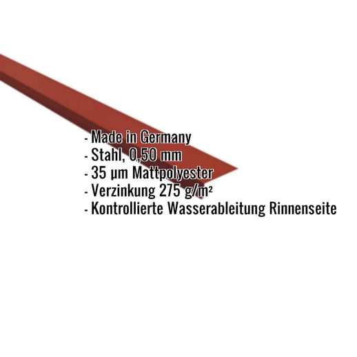 Traufenblech | 8 x 3 cm | 95° | Stahl 0,50 mm | 35 µm Mattpolyester | 29 - Rot #2