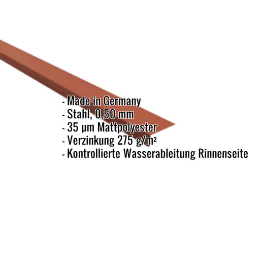 Traufenblech | 8 x 3 cm | 95° | Stahl 0,50 mm | 35 µm Mattpolyester | 75 - Ziegelrot #2