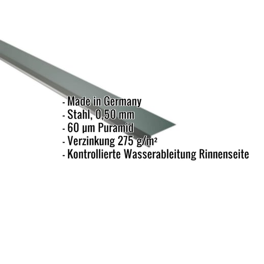 Traufenblech | 8 x 3 cm | 95° | Stahl 0,50 mm | 60 µm Puramid | 6005 - Moosgrün #2